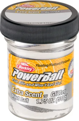 Produktbild von Berkley PowerBait Trout Bait Glitter - 50g Forellenteig, Farbe:Silberfarben / Weiß