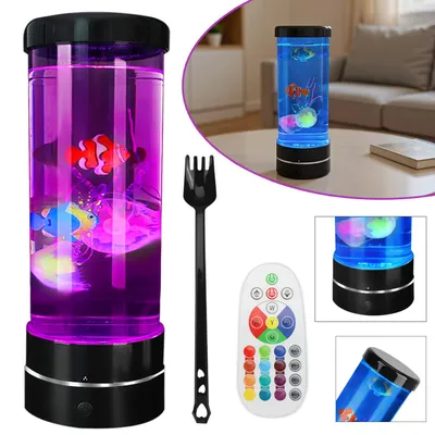 Produktbild von Quallen‑Lampe LED Aquarium Nachtlicht Mit Fernbedienung, 17 Farben und 4 Lichteffekten, für Wohnzimmer, Büro und Schlafzimmer