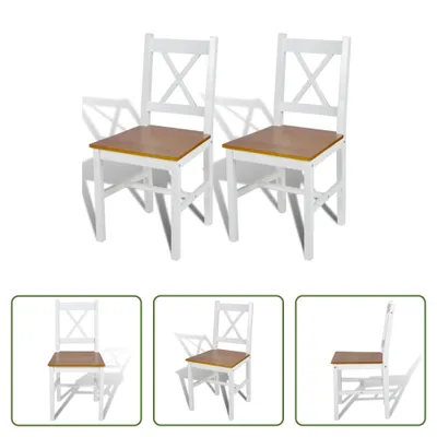 Produktbild von The Living Store Esszimmerstühle 2 Stk. Weiß Kiefernholz