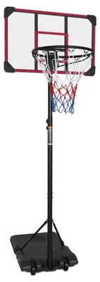 Obrázek produktu pro Basketbalový koš, nastavitelná výška, přenosný design, červený