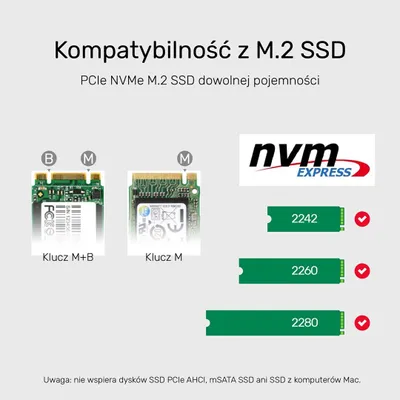 Produktbild von UNITEK S1206A USB-C zu PCIe/NVMe M.2 SSD 10 Gbit/s Dual Bay-Gehäuse mit Offline-Klon