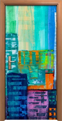 Produktbild von Türposter 90x200 cm Türaufkleber Türtapete Türfolie Klebefolie Landschafts Architektur Stadt bunte