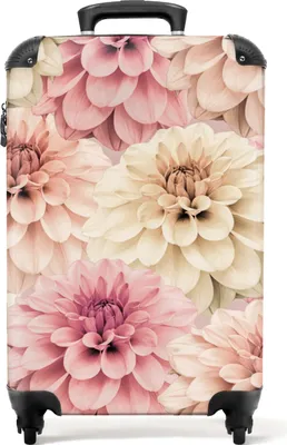Produktbild von NoBoringSuitcases.com® Koffer Handgepäck Trolley Rollkoffer Kleine Reisekoffer mit 4 Rollen - Blumen - Rosa - Weiß - Natur - Cabin Size < 55x40x23 cm & 55x40x20 cm - Fotokoffer - Kabinenkoffer - BoardgepäckHandgepäck Koffer 55x35x20 cm, 36L,