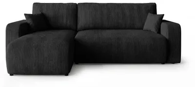 Produktbild von CORNERO Ecksofa mit schlaffunktion PARIS links schwarz Cord Poso 135 - Schlaffunktion, Bettkasten