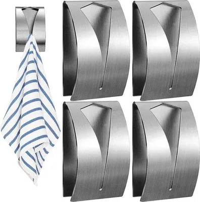 Produktbild von Famanu Handtuchhaken 4 Stück - Selbstklebend, Edelstahl, modern, Silber