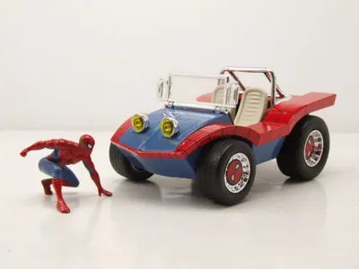 Produktbild von Jada Toys 253225030 Buggy blau rot mit Spiderman Figur 1:24