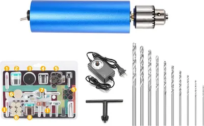 Obrázek produktu pro Sada mini elektrických brusek s plynulou regulací otáček, ruční brusné a gravírovací nářadí včetně 10 vrtacích nástavců, 580 g