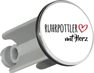 Produktbild von Huuraa Waschbeckenstöpsel Ruhrpottler mit Herz 4cm höhenverstellbar Abflussstopfen Geschenkidee