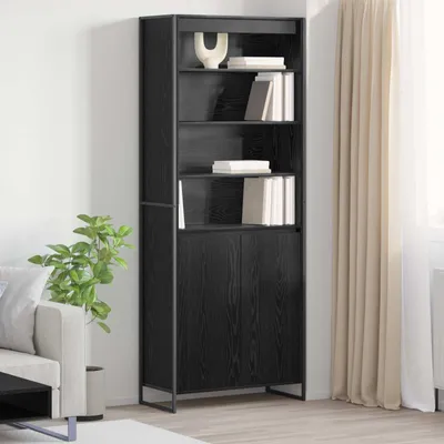 Zdjęcie produktu dla vidaXL Wysokie szafki, czarny, imitacja dębu, 79 x 36 x 200 cm