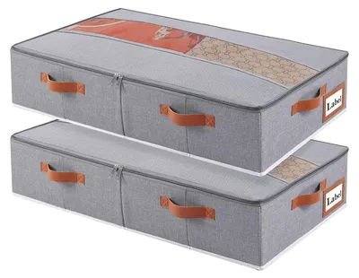 Aufbewahrungsbox unter Bett, 2er-Set, Vlies, 60x30x15 cm, Grau