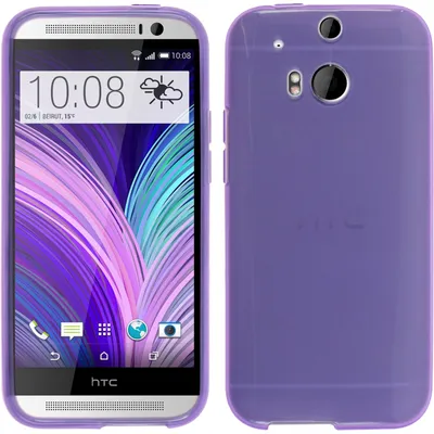 Produktbild von PhoneNatic Case kompatibel mit HTC One M8 - lila Silikon Hülle transparent + 2 Schutzfolien