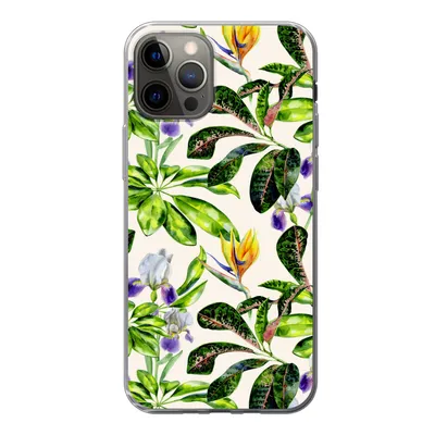 Produktbild von MuchoWow® Handyhülle Schutzhülle Hülle für iPhone 12 Pro Blätter - Strelitzia - Blüte Silikon Softcase Handy Hülle - Abdeckung