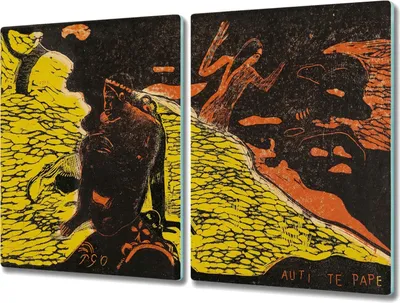 Produktbild von Coloray Herdabdeckplatte 2x40x52 cm Schneidebrett Kochplattenabdeckung Küchenbrett Hackbrett - Gauguin auti die pape