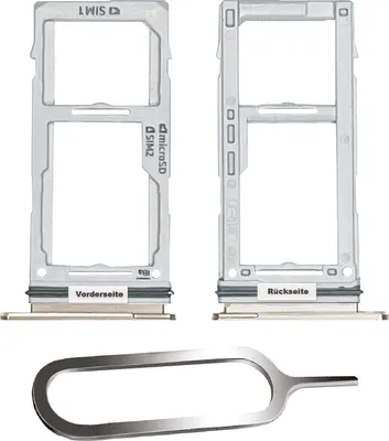 Produktbild von Samsung Galaxy S10 / Plus Sim Karten Halter Tray Adapter Fach Stecker Slot + Nadel Dual Gold