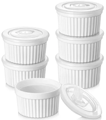 Productafbeelding van Ramekins Set van 6 - Soufflé Vormen met Deksel 320 ml