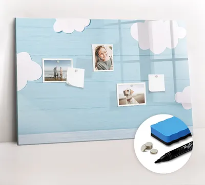 Produktbild von Magnetpinnwand Memoboard - Zubehörsatz - Schwarzer Marker + Schwamm + Magnete - 90 x 60 cm - Kindertafel