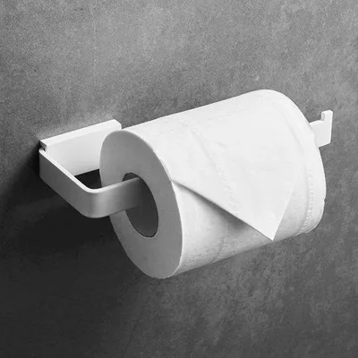 Zdjęcie produktu dla Uchwyt na papier toaletowy do montażu na ścianie, stal nierdzewna, biały, łazienka