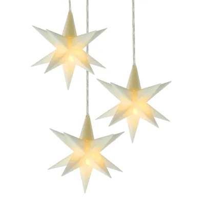 Produktbild von 3D Weihnachtsstern 10 cm 3er Set mit Timer - weiß - Deko Leuchtstern Batterie betrieben für Innen