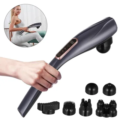 Produktbild von Vibrations Handmassagegerä, Körpermassage mit 12 Modi & 10 Intensitätsstufen, 6 Aufsätzen,für Nacken Schulter Rücken Beine Füße