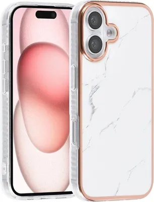 Immagine prodotto di Craftunique Cover posteriore in silicone per iPhone 16, marmo bianco
