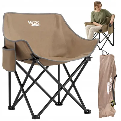 Obrázek produktu pro Kempingová židle Vayox Chill, rybářská židle 60 x 51 x 66 cm VA0432, hnědá