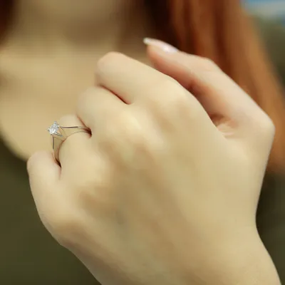 Produktbild von 0,32 Carat Diamant Solitär Ring Antragsring 14 Karat Weißgold - 49 (15,60 mm)