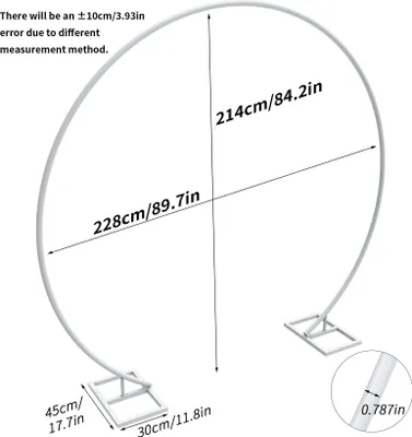 Produktbild von Runder Hochzeitsbogen - Metall Hintergrund Ständer - für Blumengirlande - Party Fotohintergrund - Gartenlaube - Einzelschiene 2,4 m