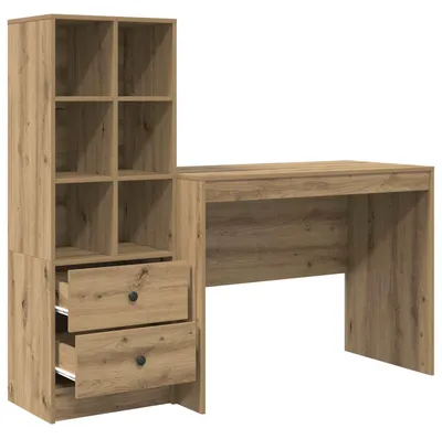 Image de Bureau avec tiroir 2 pcs Chêne artisanal