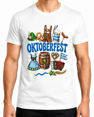 Productafbeelding van , Beieren, traditionele kleding, lederhosen, traditioneel shirt, volksfeest, heren T-shirt, wit, maat M