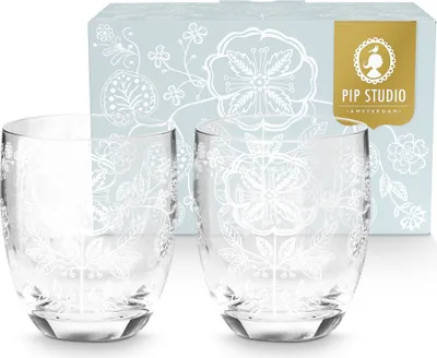 Produktbild von PIP STUDIO Flower White Trinkglas 280ml Set2