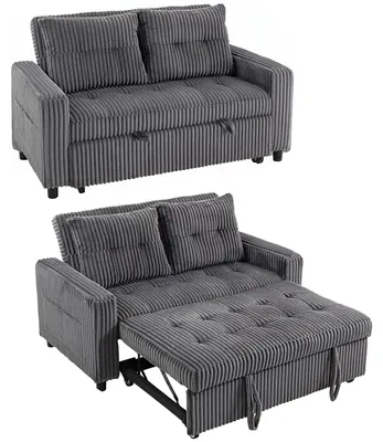Produktbild von HOMCOM Schlafsofa, 2-Sitzer Sofa 157x190cm mit Verstellbare Rückenlehne Hellgrau
