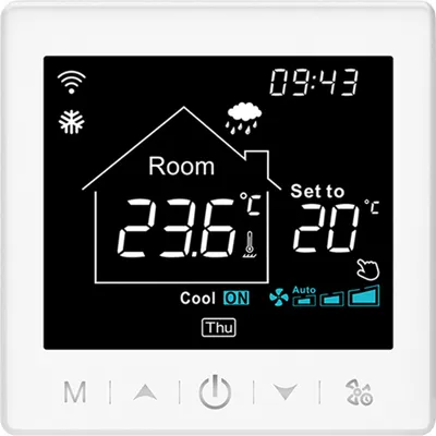 Produktbild von Smart Fan Coil fuer 4-Rohr-Systemthermostat WIFI/485 Modbus mit Anwendung und Sprachsteuerung 3,5-Zoll-LCD-Display Intelligenter programmierbarer Thermostat Kindersicherung