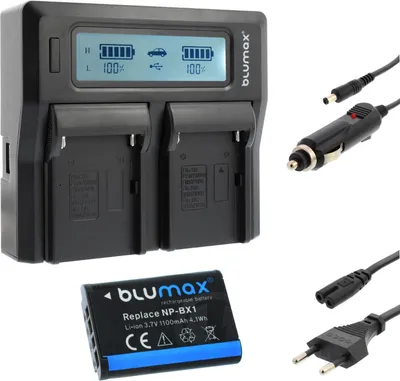 Produktbild von 1x Akku + Lader für Sony NP-BX1 RX100 III IV V VI VII HX90V HX400V 1100 mAh