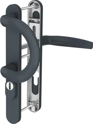 Produktbild von Langschild Schmalrahmengarnitur Anthrazit 92mm Wechselgarnitur Profilzylinder Bügelgriff/Drücker 71-86mm ja
