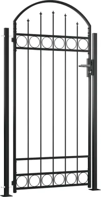 Produktbild von vidaXL Zauntor mit gewölbter Spitze und 2 Pfosten 105x204 cm Schwarz