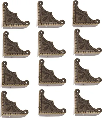 Produktbild von 12 Stück Möbel-Eckenschutz aus Metall in Vintage-Bronze, 39x39x50mm