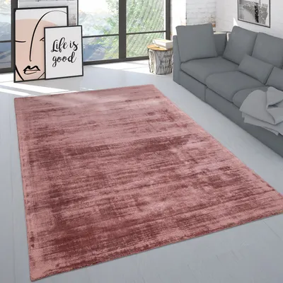 Immagine prodotto di Tappeto soggiorno a pelo corto moderno tinta unita motivo semplice fatto a mano rosa dimensioni 80x150 cm