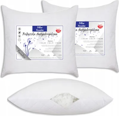 Obrázek produktu pro 2x polštář, rozměr 70x80 cm, antialergický, sada 2 kusů, silný, měkký, s zipem, možnost regulace
