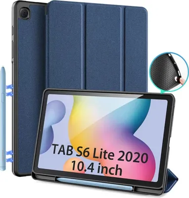 Produktbild von Hülle für Samsung Galaxy Tab S6 Lite 10.4 (P610 / P615) 2020, 10,4 Zoll Magnetic TPU Protect Hülle mit S Stifthalter, Multi-Angle Front Support Cover, dunkelblau