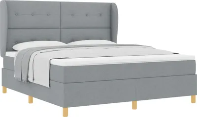 Produktbild von Boxspringbett mit Matratze Hellgrau 200 x 180 cm Stoff