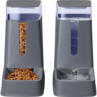 Produktbild von Automatischer Futterspender für Katzen und Hunde, Schwerkraft-Hundefutter- und Wasserspender-Set für kleine, mittelgroße und große Haustiere, 3,5 l x 2