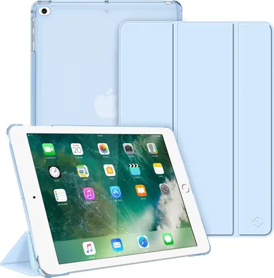 Produktbild von Fintie Hülle für Pad 9.7 Zoll 2018 2017 / iPad Air 2 (2014) / iPad Air (2013) - Ultradünn Schutzhülle mit transparenter Rückseite Abdeckung Cover mit Auto Schlaf/Wach Funktion, Himmelblau