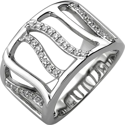 Produktbild von Gr. 60 Damen Ring breit 925 Sterling Silber 32 Zirkonia Silberring