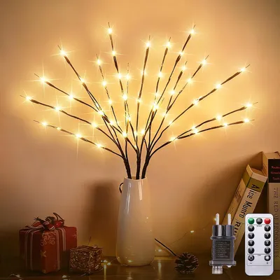 Productafbeelding van Lichtboom - Set van 3 - LED-boom - 60 leds - 8 modi met stekker - Warm wit - Dimbaar - Lichttakken met afstandsbediening