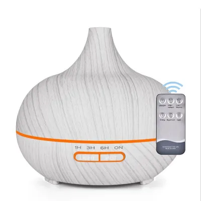 Produktbild von Luftbefeuchter, Aroma-Diffusor, Ultraschall-Vergeber, 7 Farben Wechsel, 550ml, für Schlafzimmer, Büro, Yoga, Spa, Fernbedienung, Weiße Holzmaserung