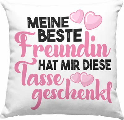 Produktbild von Trendation - Unbiologische Schwester Deko-Kissen mit Füllung 40x40 Geschenk Beste Freundin Geburtstag Lustig Freundinnen Spruch Becher Beste Freundinnen (Grün)