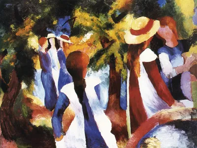 Zdjęcie produktu dla August Macke Art Print Obraz - Dziewczyna pod drzewami (80 x 60 cm)