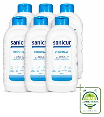 Obrázok produktu pre 6 kusov gélu na umývanie tela a sprchy Sanicur Original – 1000 ml – veľké balenie