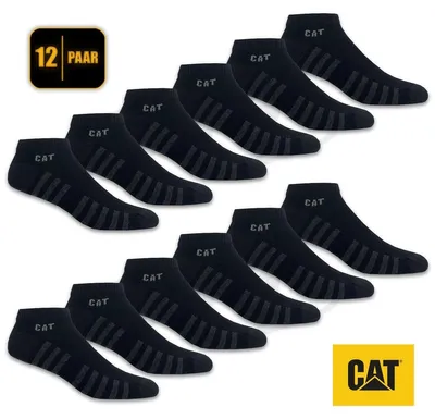 Produktbild von 12 Paar CAT CATERPILLAR LIGHT WORK SNEAKER SOCKEN Kurze ArbeitsSneaker in Größe 43-46 und Schwarz Arbeitssocken Füßlinge Strümpfe dünne kurz Socken