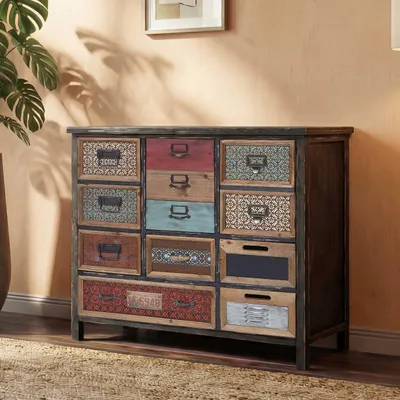 Image de Armoire à pharmacie HWC-A43, commode, bois de sapin massif vintage look shabby 84x90x32cm